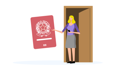 Ragazza che richiede il suo passaporto a domicilio