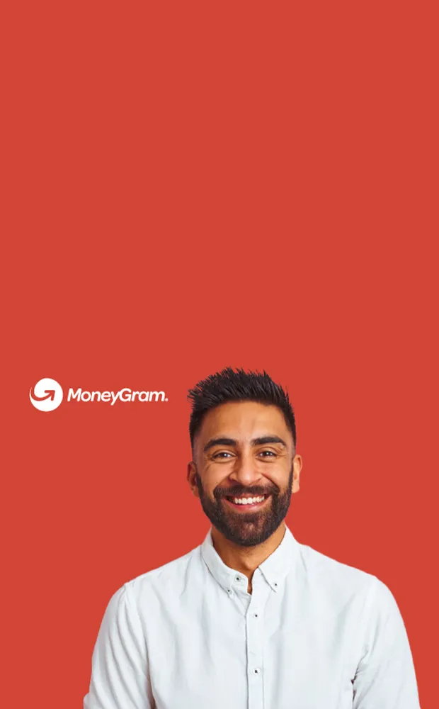 Uomo e logo Moneygram