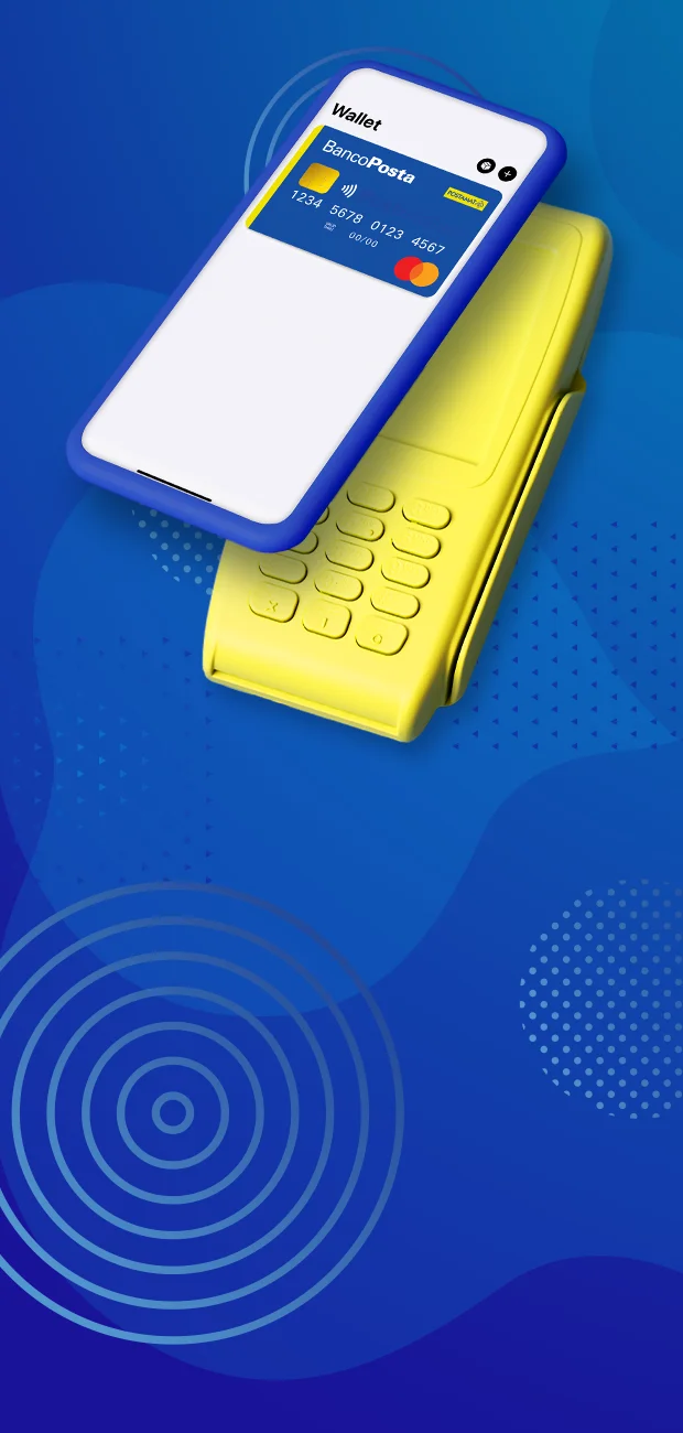 smartphone dove nel display si visualizza la carta di debito Postepay