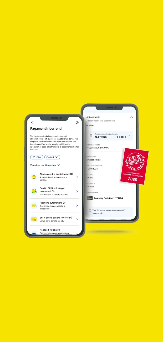 Immagine smartphone impostato su AppPoste Italiane e servizio di notifica