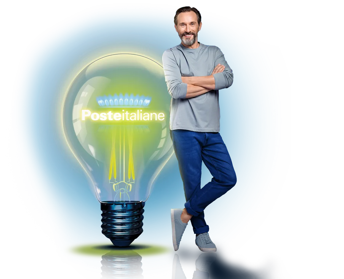 Uomo vicino ad una lampadina