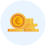 Icona stilizzata che rappresenta tante monete di euro