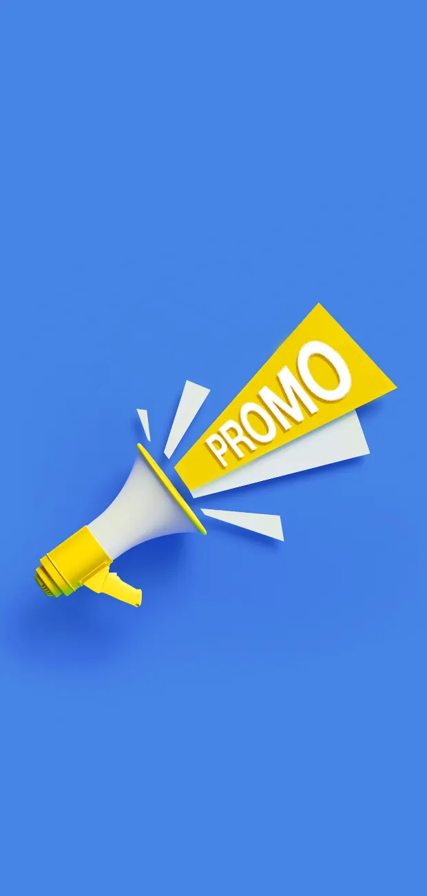 Megafono con scritta "Promo"