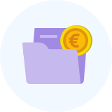Immagine stilizzata di un folder con dentro una moneta in euro
