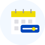 Calendario e cursore di regolazione blu 