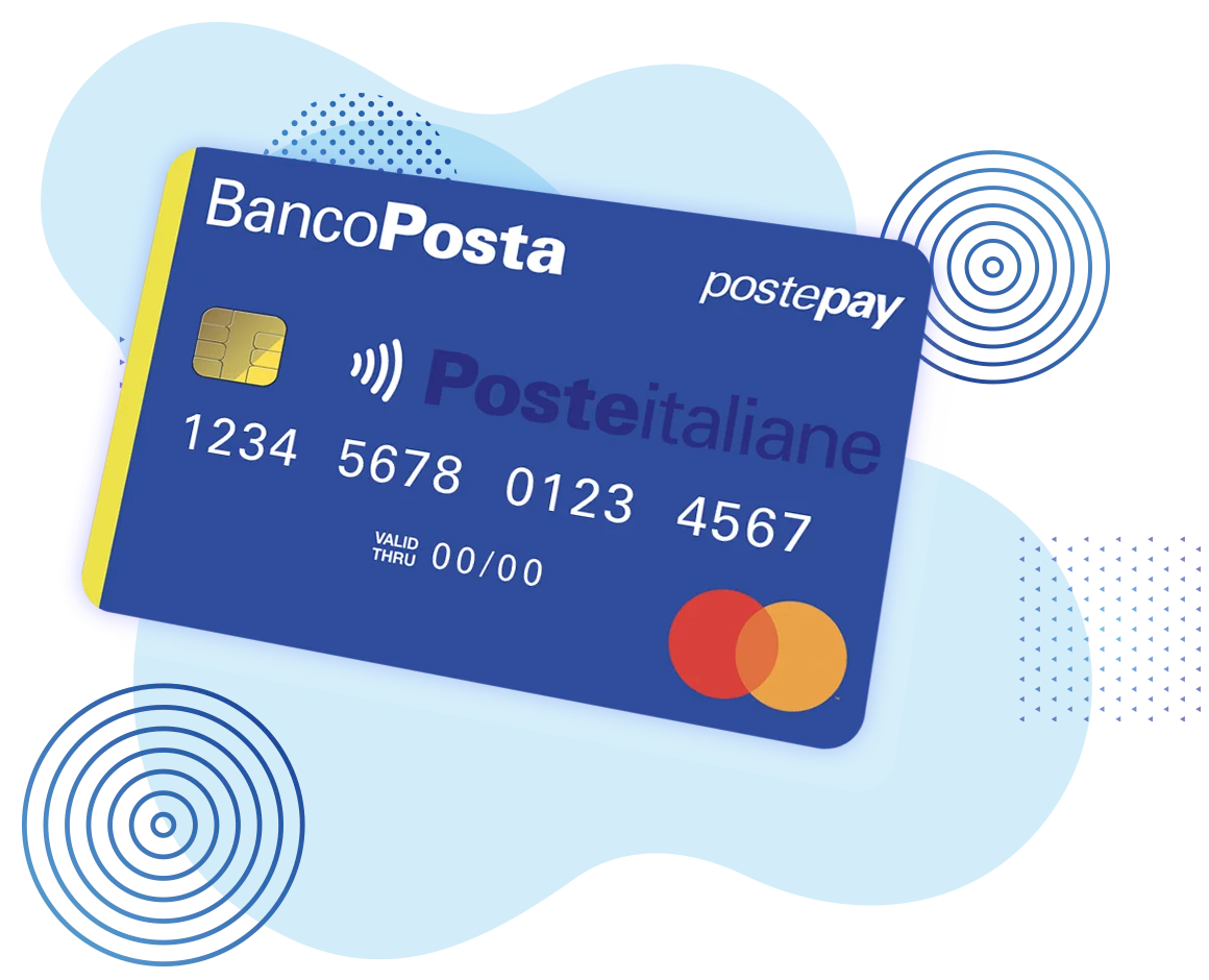 Carta di Debito Postepay su sfondo blu